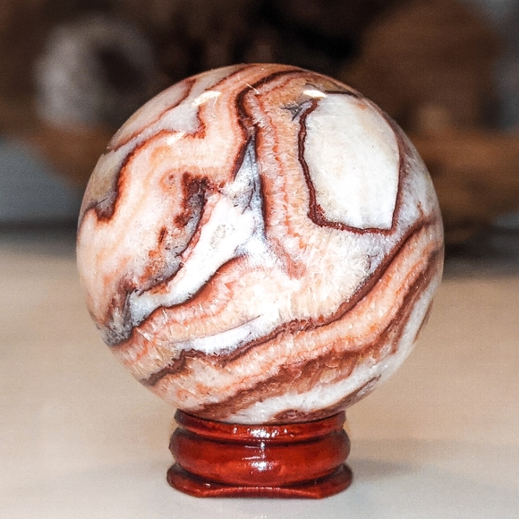 7cm Rhodochrosite Crystal Pork Stone Gemstone Sphere Over 300g! - Picture 4 of 8